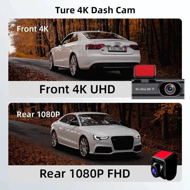 Acceo Dash Cam 4K Front And 1080P Rear Dual Lens With GPS WiFi Night Vision - stepyours.com