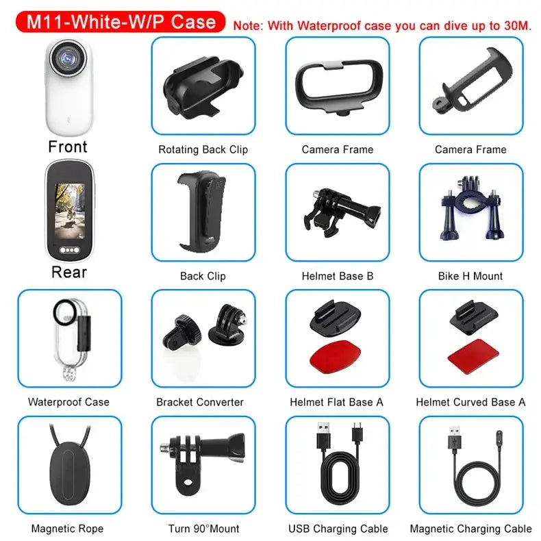 WiFi 4K Mini Thumb Came Bike Cam Motorcycle Sport Cam Portable Magnetic Chest Fixed Bodycam Sports DV Camcorder 30M Waterproof