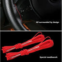Soft Fiber Leather Steering Wheel Cover Set Universal Fit