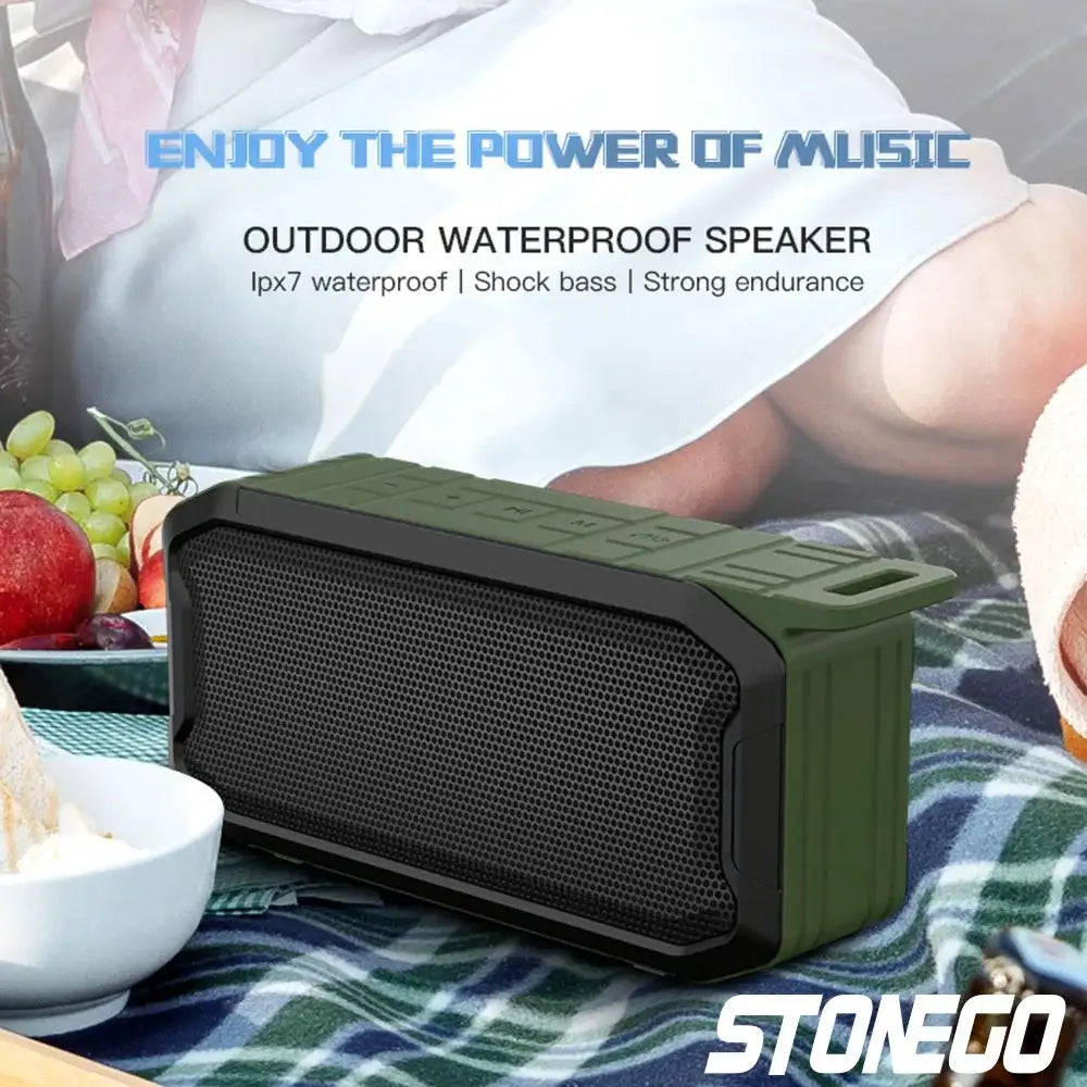 Portable Outdoor Bluetooth Speaker High Power Subwoofer Wireless Waterproof USB Music Player Support AUX TF Card for Camping Travel Party Beach Hiking Loud Stereo Sound Deep Bass Easy to Carry for Home Outdoor Use Great Gift