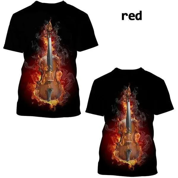 Funny Violin Print Tee For Women And Men Musical Instruments
