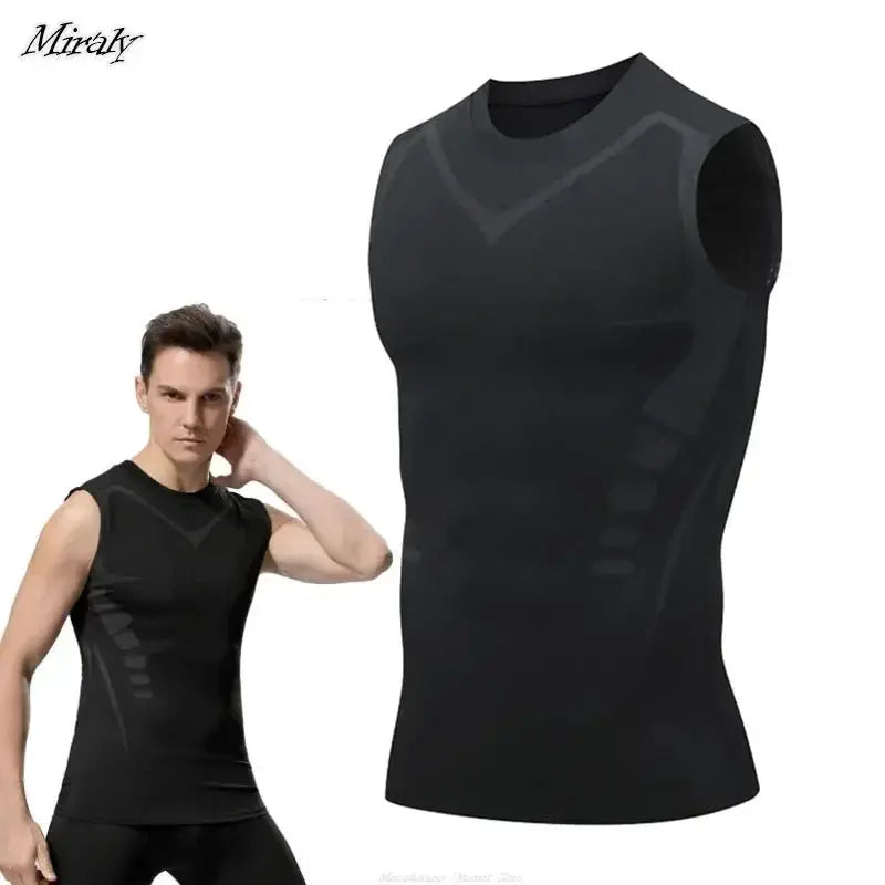 Mens Ionic Compression Shaping Vest Ice Silk Body Shaper