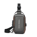 Men Sling Bag - Oxford Chest Pack Zip Phone Slot