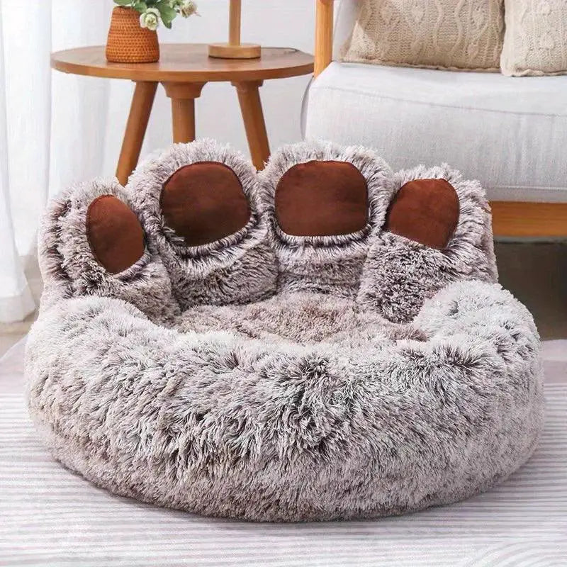 Bear Paw Shape Pet Sofa Bed With Soft Fluffy Cushion