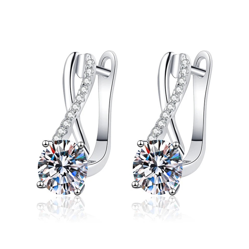Drop Moissanite Earrings in Sterling Silver — product view 2