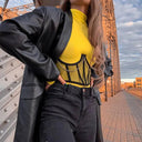 Punk Metal Chain Lace Bustier Corset Edgy Waist-Cinching Style