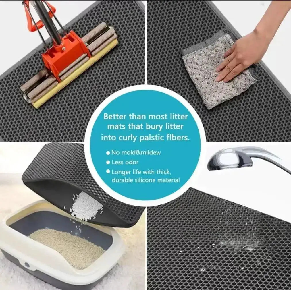 Double Layer Non Slip Cat Litter Mat Hygienic Durable