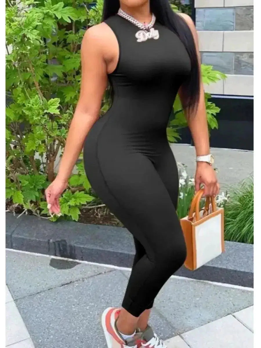 Sleek Milk Fiber Jumpsuit Sexy Sleeveless Romper Night Out