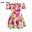 Floral Elegance Mini Dress Chic Off Shoulder Fashion Statement