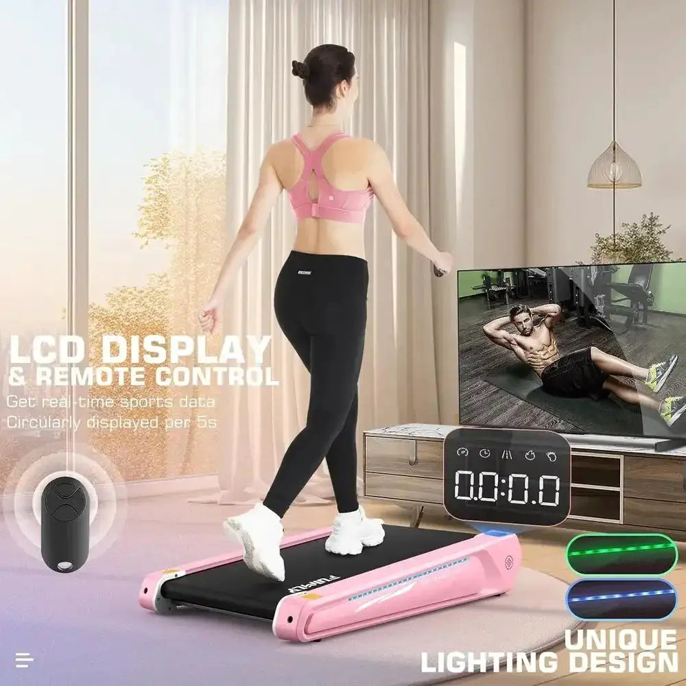 Compact 2.5 HP Walking Pad with 5% Incline, Under Desk & Home Office, 300 lbs Capacity, Easy Assembly, Unique Lighting