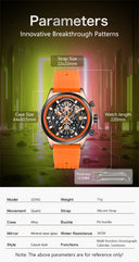 Chronograph Watch for Men Waterproof Yellow Silicone Strap Luminous Hands