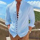 Spring and Autumn Cotton Linen Shirt Men Hot Sale Plus Size
