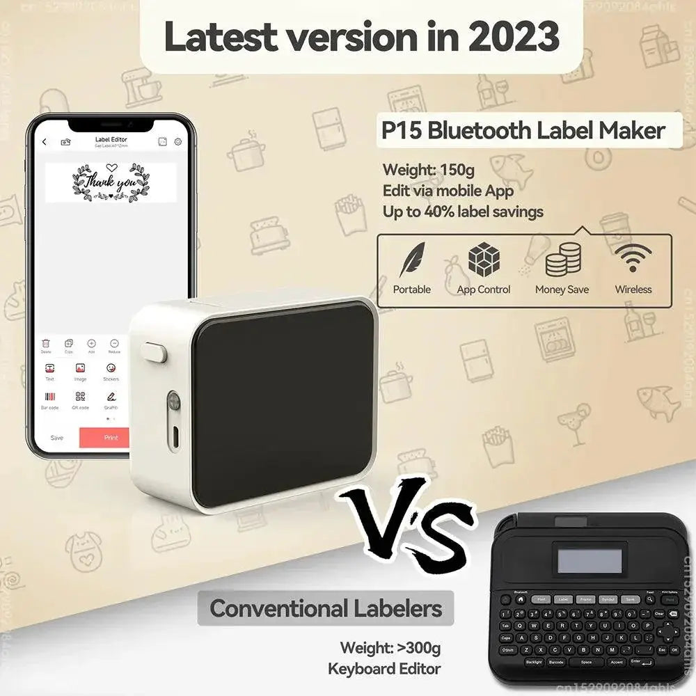 Portable Bluetooth Label Printer Ink Free Mini Sticker Maker