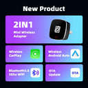 2 In 1 Wireless CarPlay Android Auto Adapter For Cars Plug And Play Easy