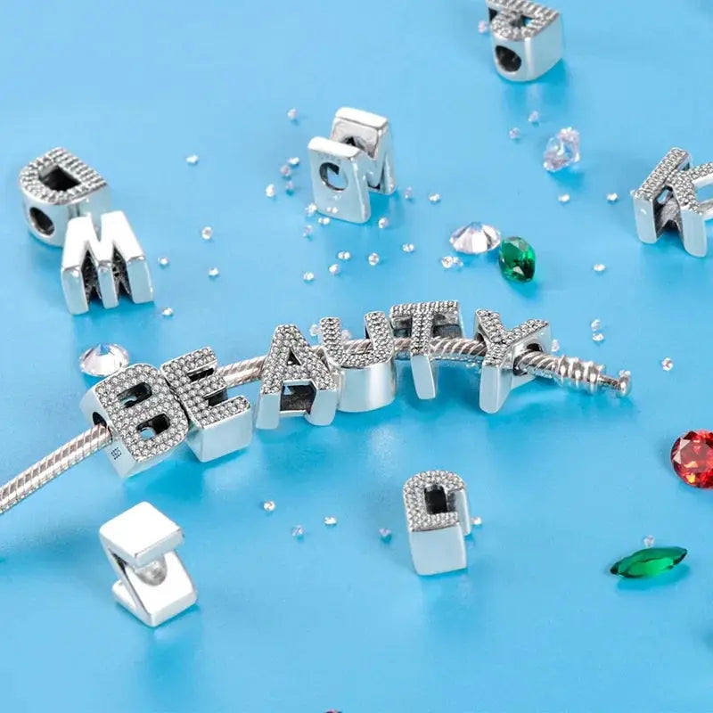26 Letters Charm Beads For Pandora 925 Silver Bracelet