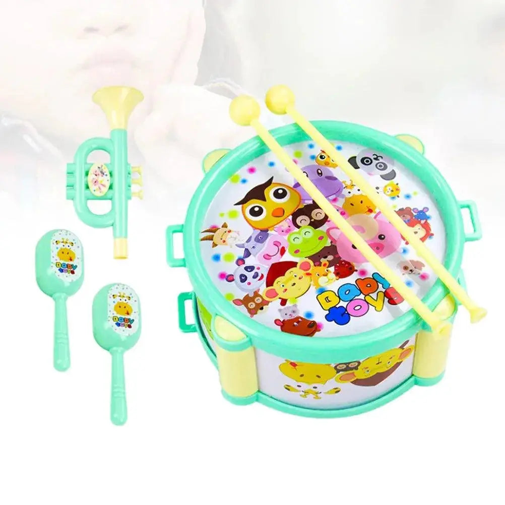 Six Pieces Beat Drums Toy Kids Musical Instruments Set Green