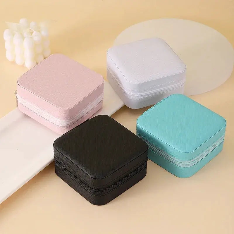 Portable Leather Jewelry Storage Case Travel Organizer