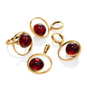 Fashionable Red Gemstone Jewelry Set For Women Pendant Earrings Ring Geometric