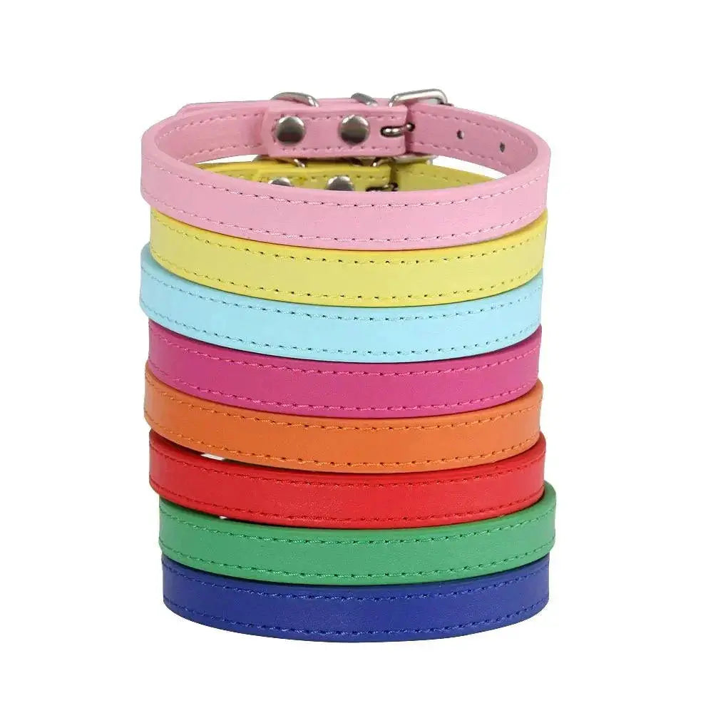Colorful Leather Pet Collar Custom Padded Quick Release
