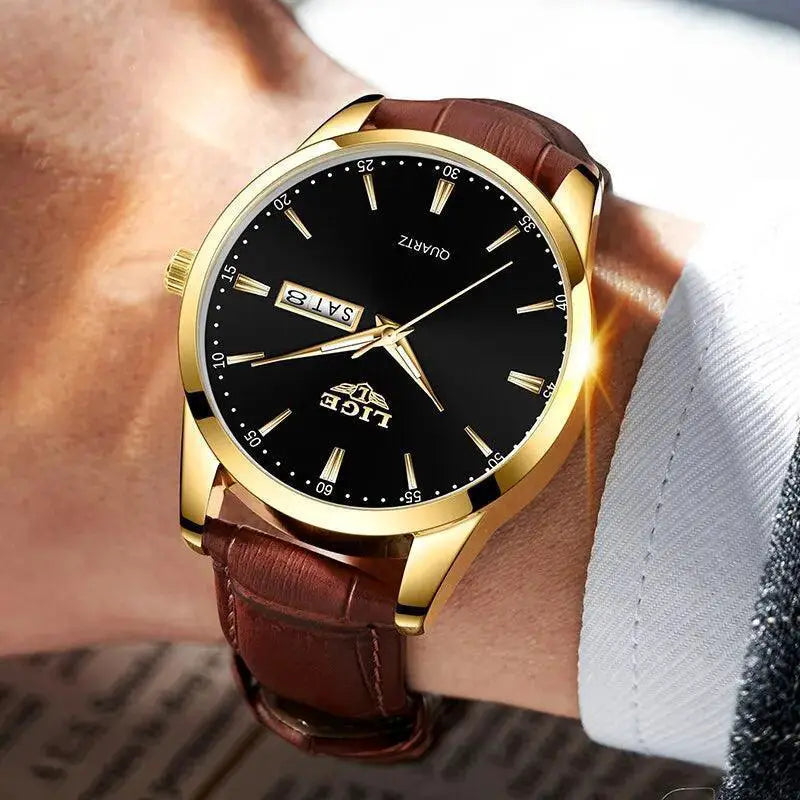 Lige Luxury Mens Quartz Watch Waterproof Timepiece