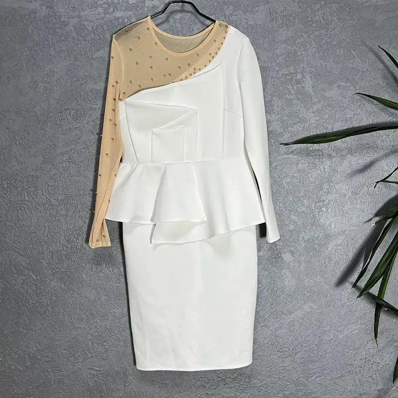 Elegant African Peplum Midi Dress For Special Occasions