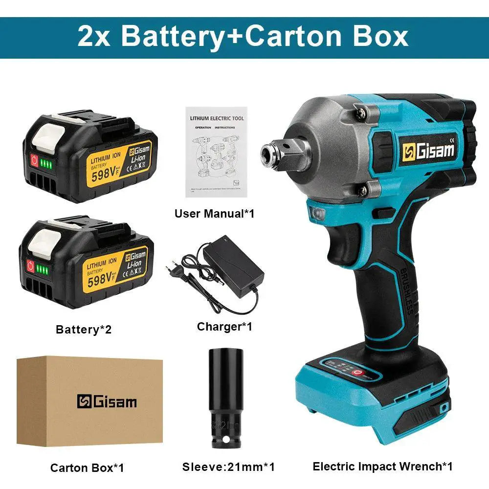 1000N.M Brushless Electric Impact Wrench Cordless Tool - OurLum.com