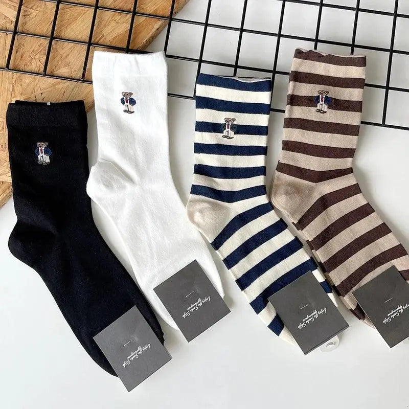 Harajuku Gentleman Bear Socks Cozy Fashion Forward