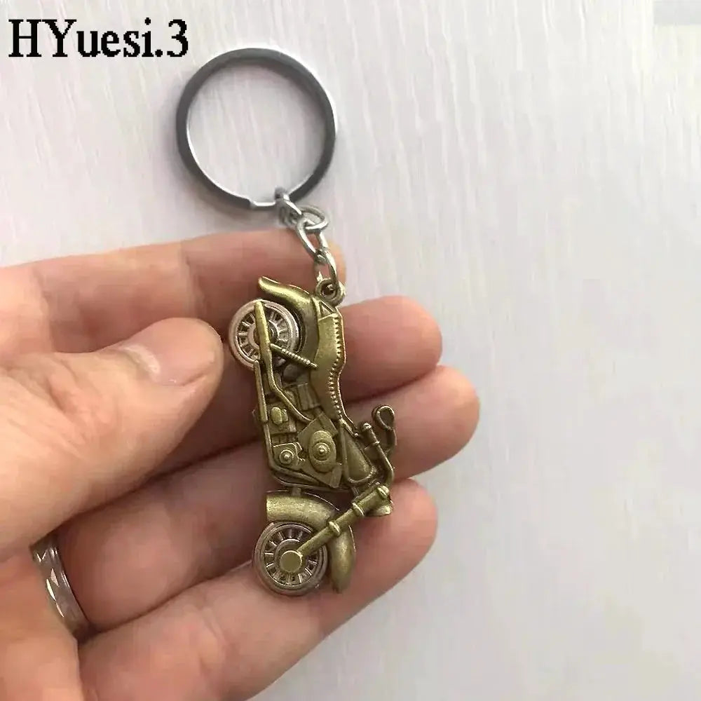 Motorcycle Keychain With Rotating Wheels For Gifts