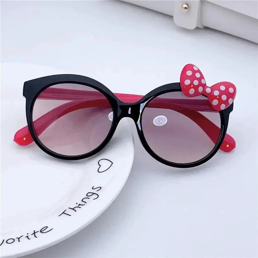 UV400 Kids Sunglasses Cat Design With Bowknot Charm