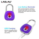 Fingerprint Smart Padlock Biometric Intelligent Cabinet Lock Keyless Waterproof Digital Door Lock USB Rechargeable Luggage Lock