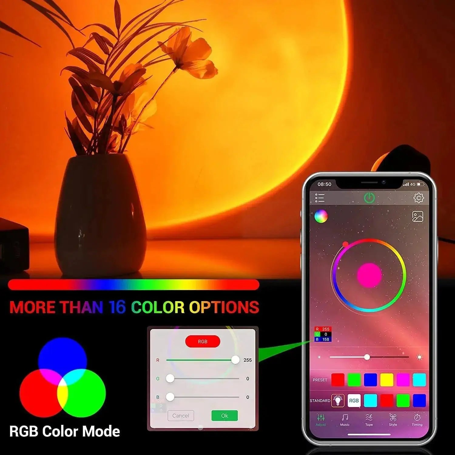 Sunset Rainbow Bluetooth Night Light Projector Lamp Glow