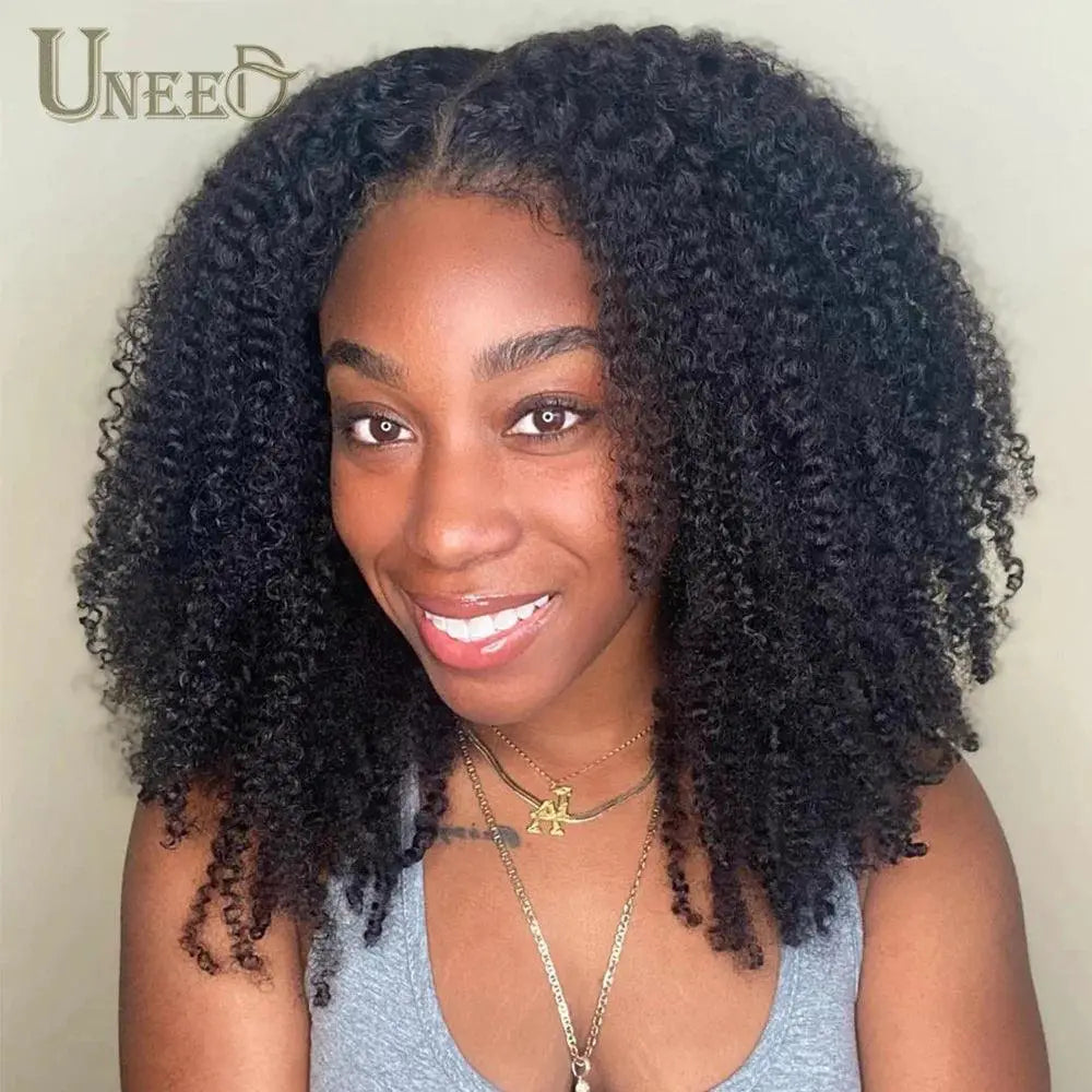 Mongolian Kinky Curly Lace Front Wig 180 Density For Women