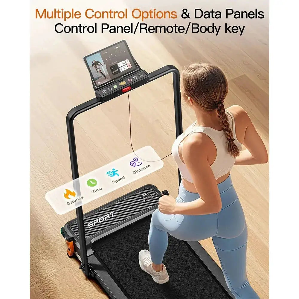Akluer 520A-B Dual-Sided Walking Pad with Handle, 2.5HP Quiet Motor, 4MPH Max Speed, 150kg Capacity, Dual LED Display, Manual Incline & Built-in Foot Massager, 900*400mm Running Area, Local delivery FCC and UL Certified