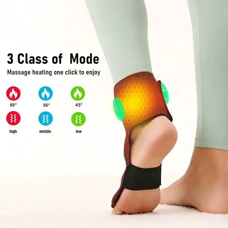 Electric Heating Ankle Support Vibrating Massager Hot Compress Relieves Joint Pain Discomfort Overuse Injury USB Port