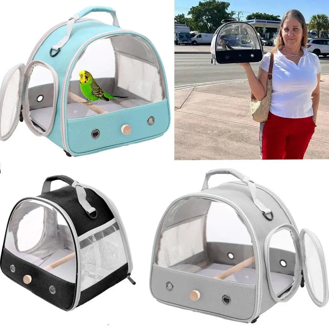 Clear Bird Parrot Transport Carrier Bag Travel With Style