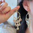 Bohemian Floral Fringe Pendant Earrings For Daily Wear And Weddings All Seasons