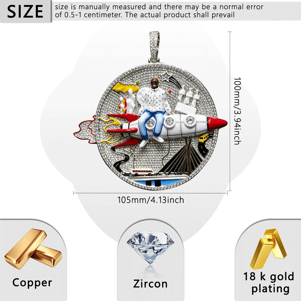 Iced Out Rocket Pendant Micro