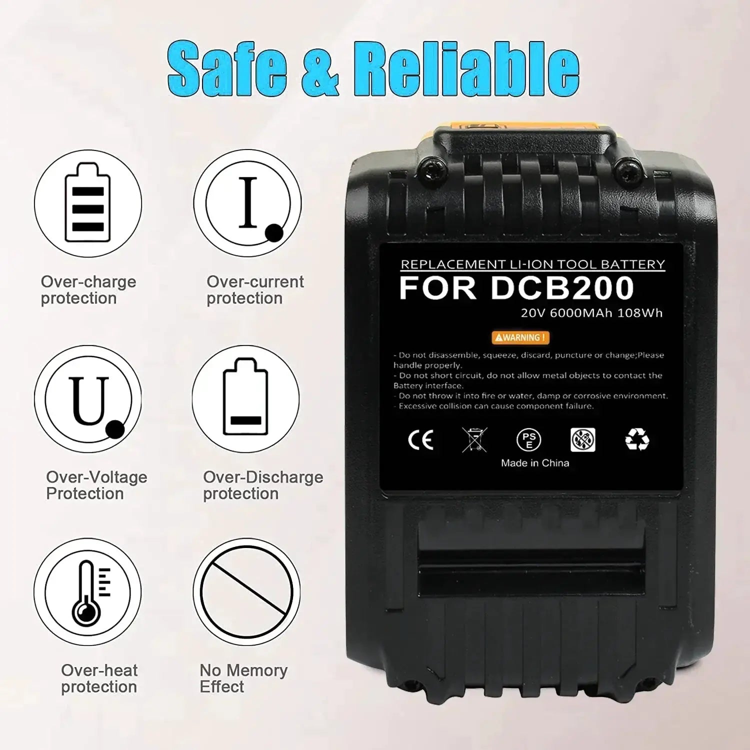 High-Capacity 18V/20V Li-Ion Cordless Slide Battery Pack