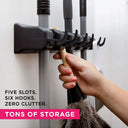 Broom And Mop Organizer Shelf Wall Mounted Storage Solution