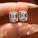 Emerald Cut Moissanite Gold Hoops