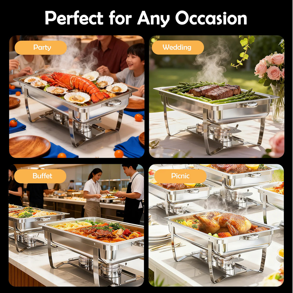 Chafing Dish Buffet Set Stainless Steel Restaurant Catering with — product view 6
