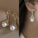 Imitation Pearl Flower Fringe Long Dangle Earrings For Women Party Jewelry