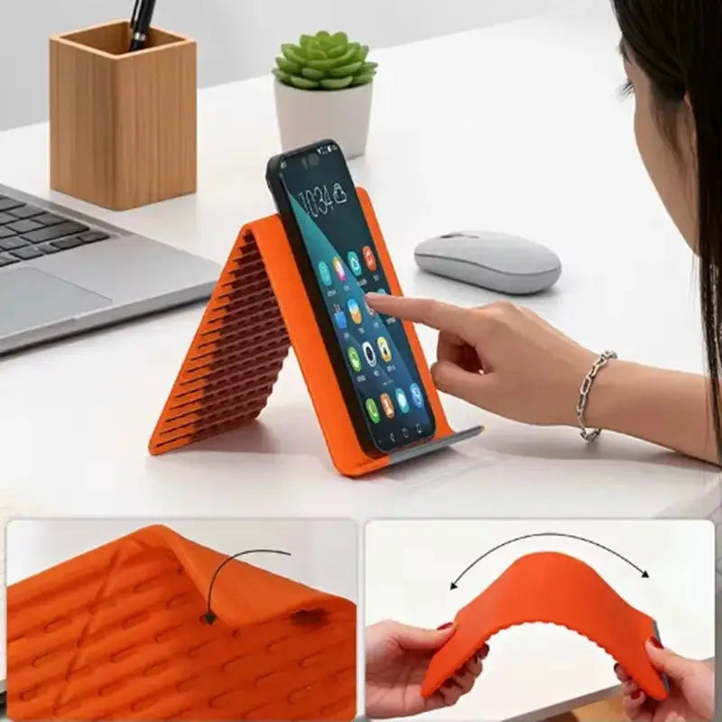 Flexible Foldable Silicone Phone Holder Portable Adjustable Multi-Angle Desktop Stand For iPhone iPad Laptop Tablet Home Office