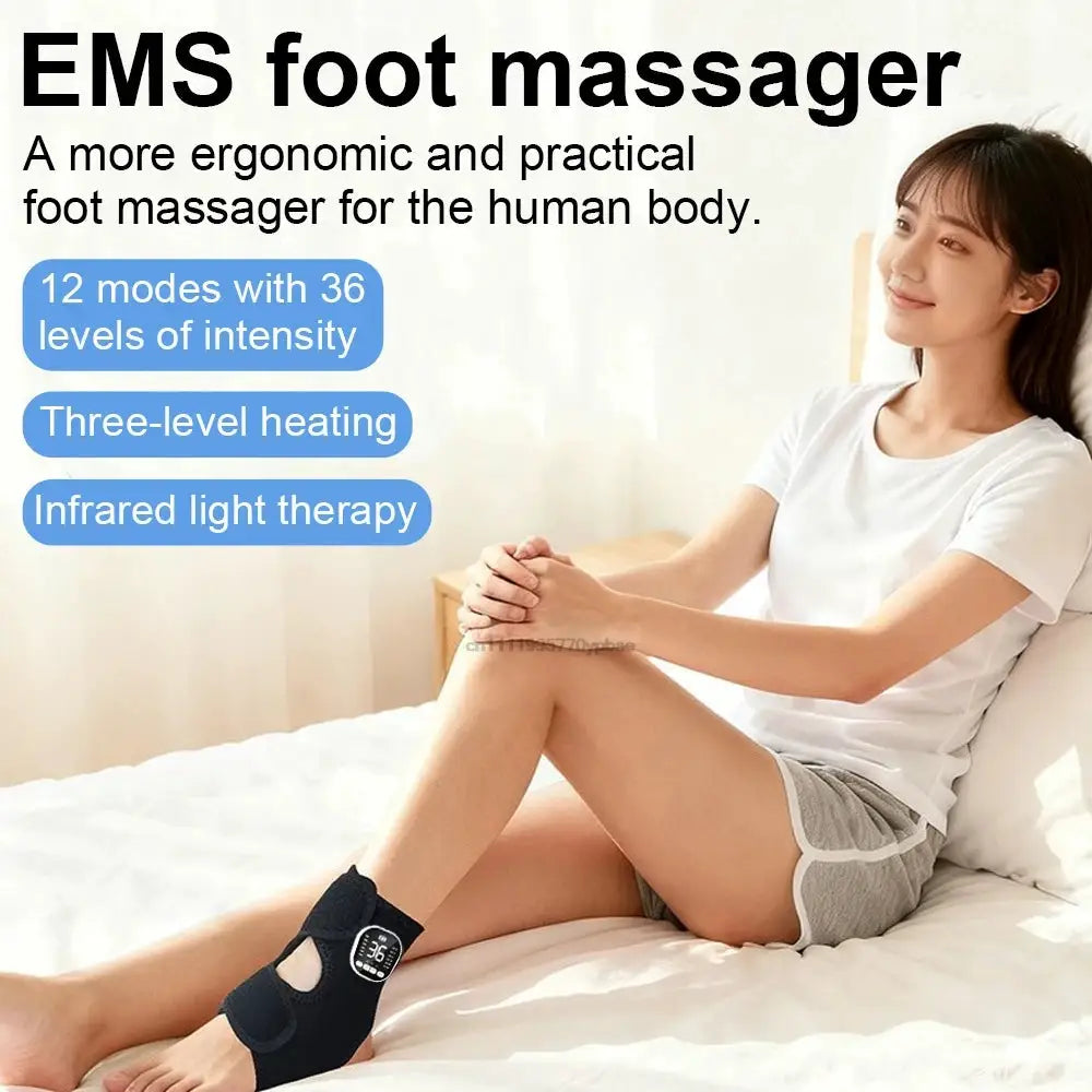 Electric Ankle Massager EMS Foot and Ankle Massager 36 Modes Vibration Ankle Heating Pad for Pain Relief
