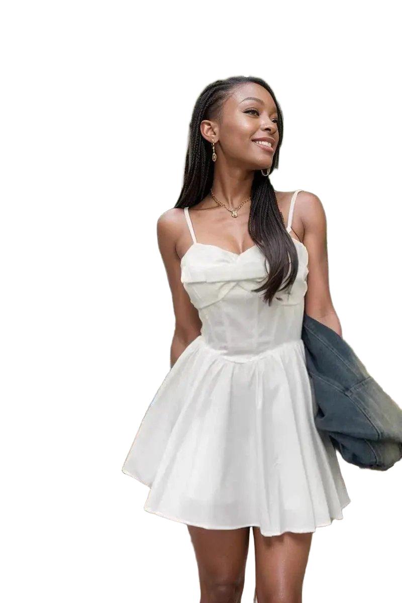 Breathable White Sling Dress for Spring — product view 1