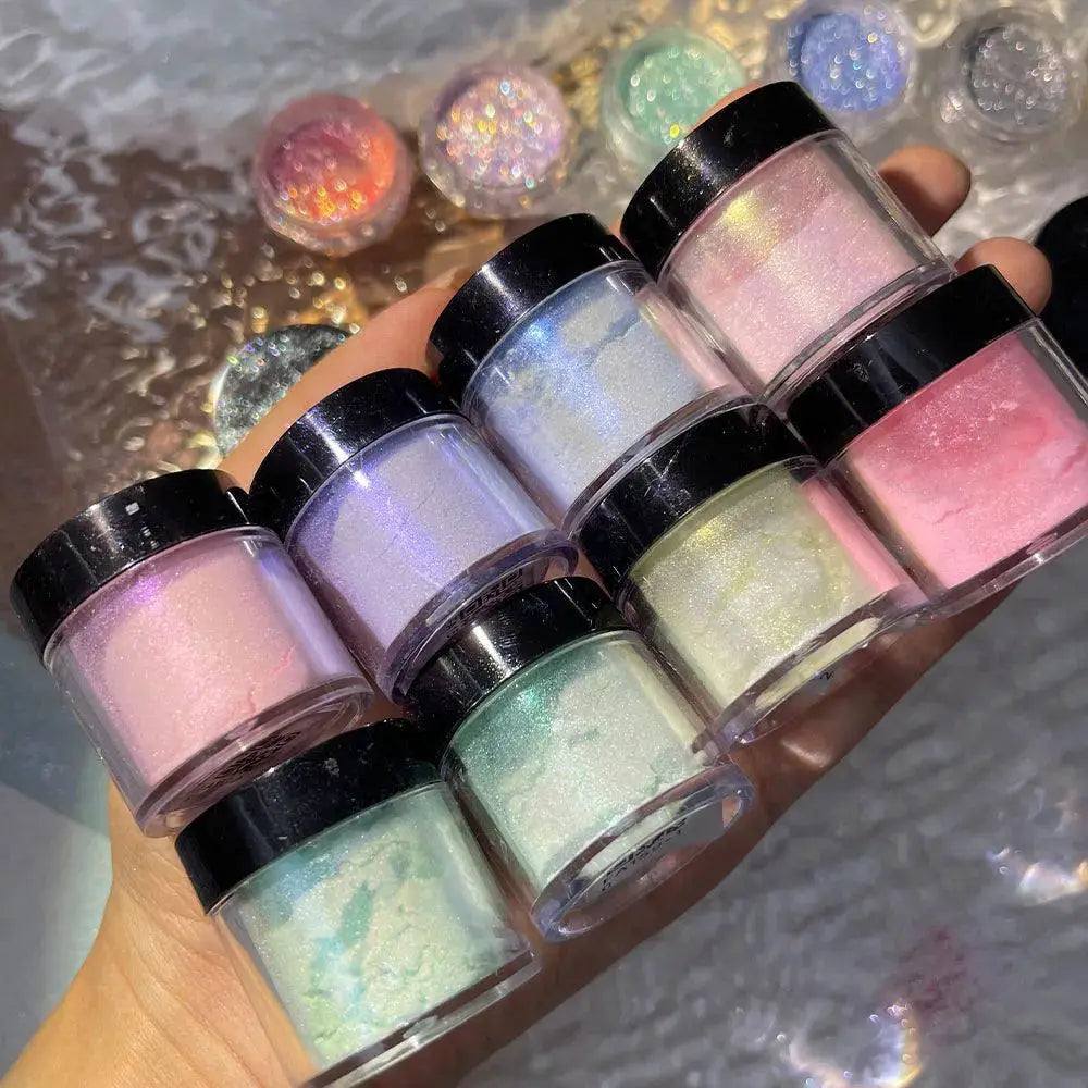 Aurora Rainbow Neon Shimmer Nail Art Powder Kit Set For Glam