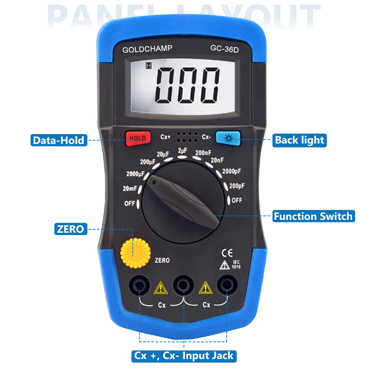 HoldPeak Handheld Capacimeter Digital Capacitance Meter Tester — product view 2