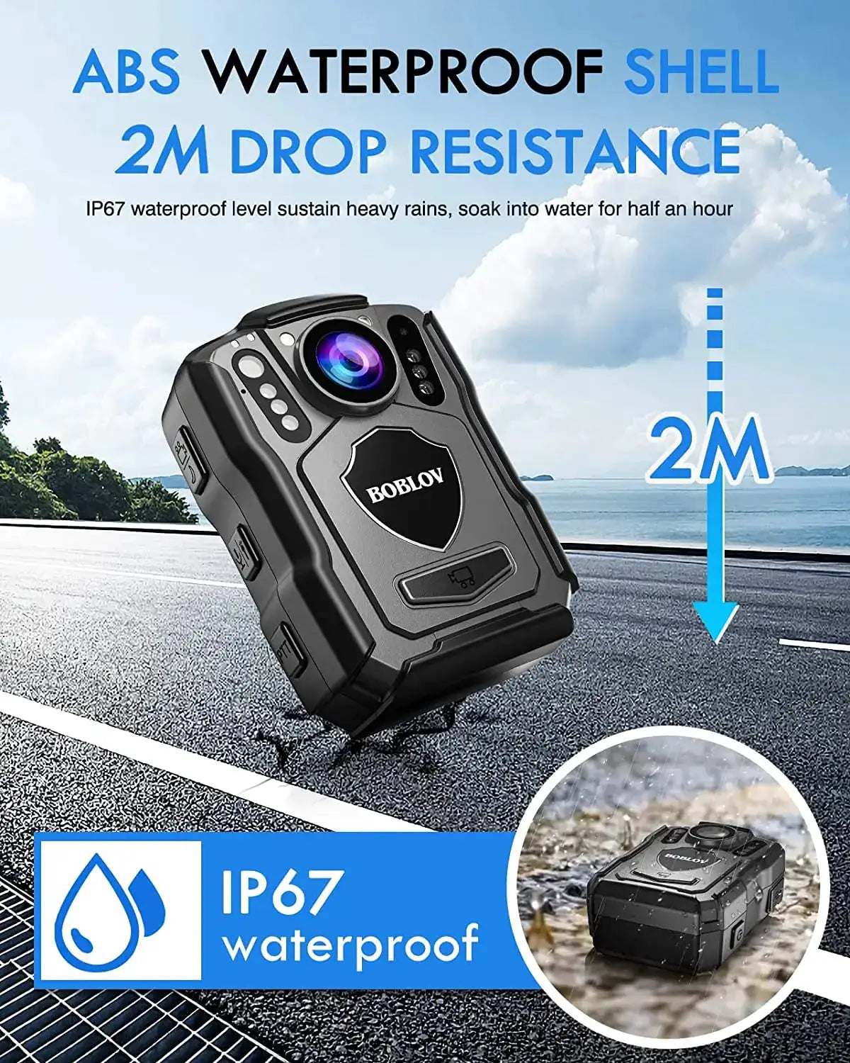 BOBLOV M5 Mini Camera 4200MAH Battery 15Hours Recording Police Body Camera HD 1440P 170° Angle Security Small Camcorder 128G