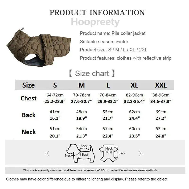 Reflective Large Dog Winter Coat for Whippets and Greyhounds