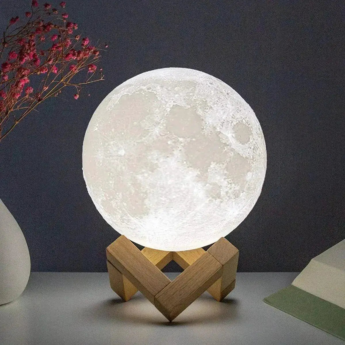 8cm Battery Powered LED Moon Lamp Night Light for Home Decor
